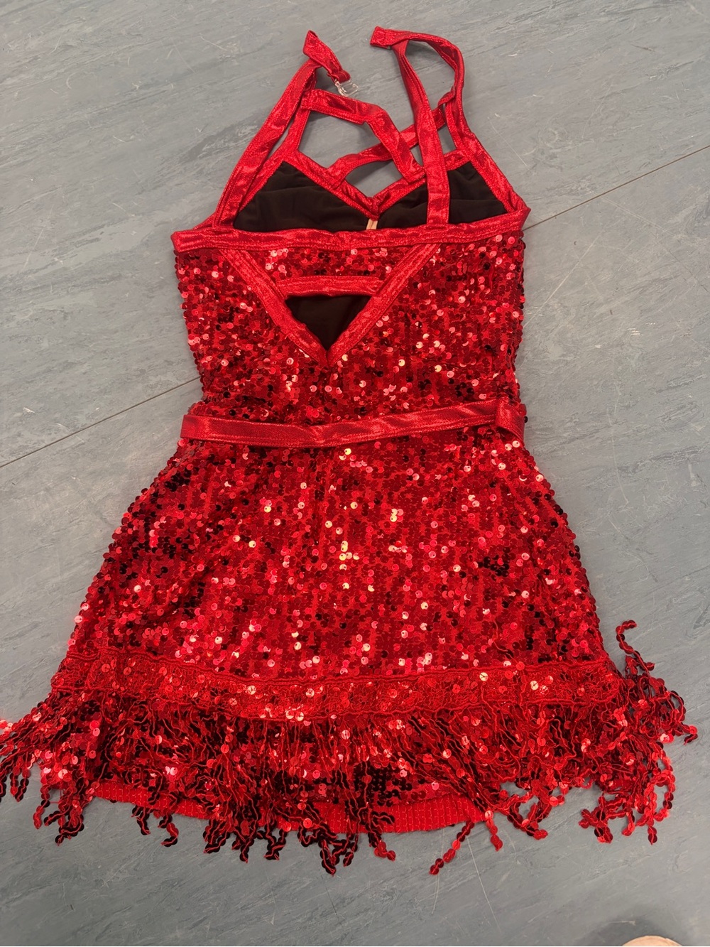 Weissman Red Sequin Fringe Dance Dress - Picture 2 of 3